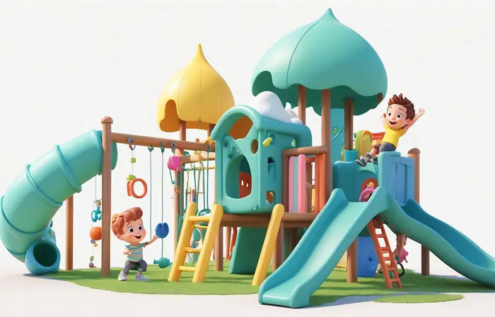 Children Playing in the Park 3D Character Artwork Illustration